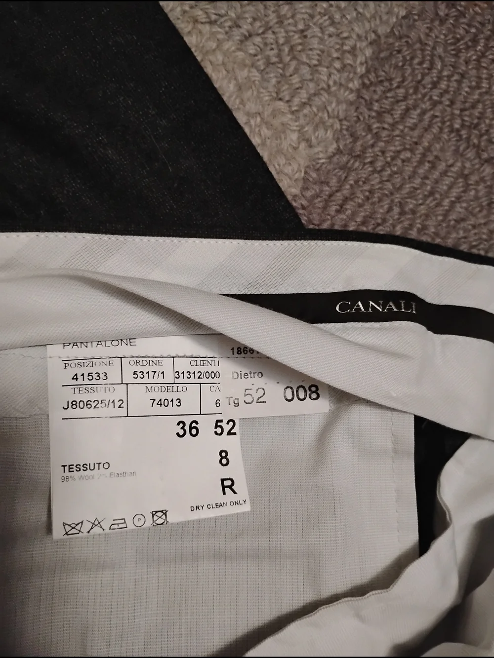 Canali Men's Charcoal Black Dress Pants